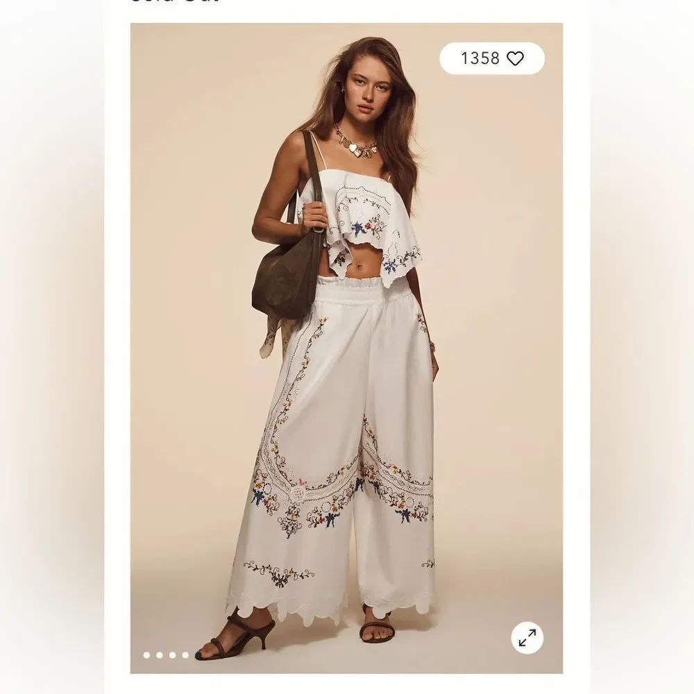 Anthropologie Embroidered Culottes